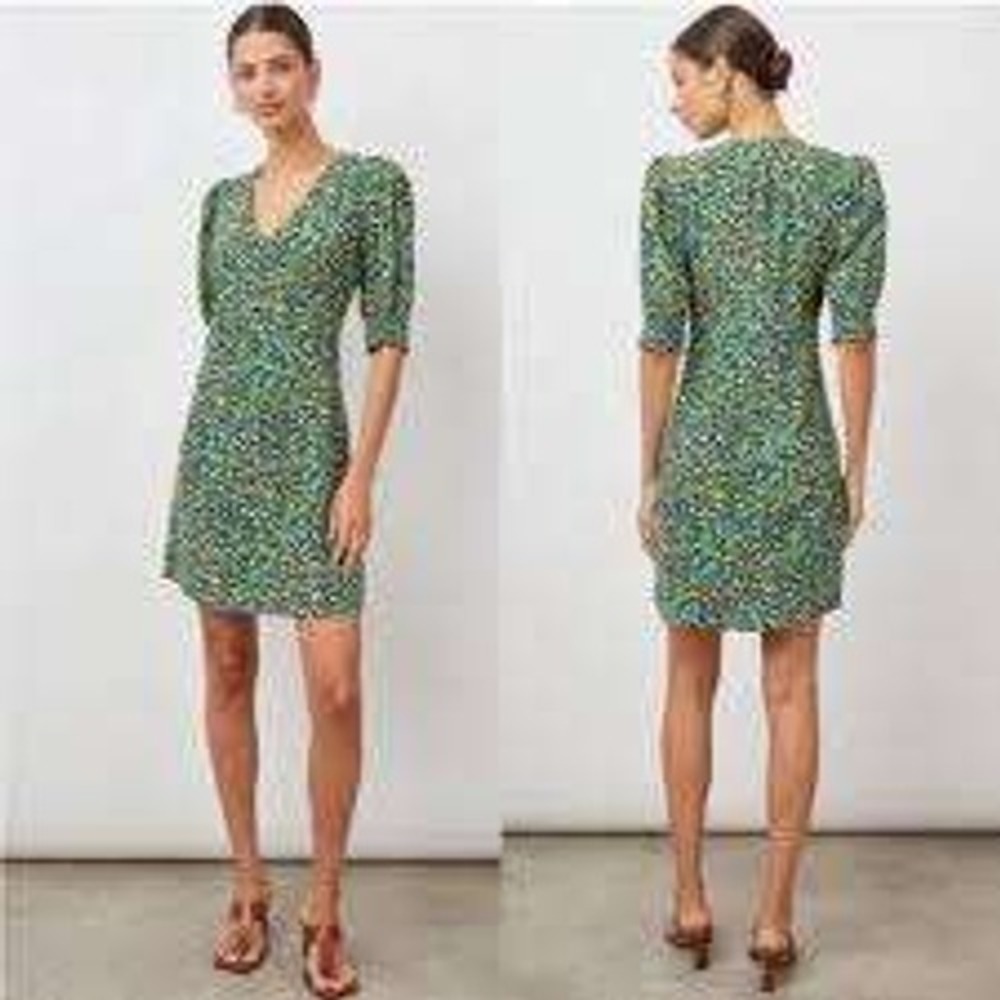Rails Roma Floral Mini Dress Boho V Neck Puff Sleeve Romantic Summer Prairie M